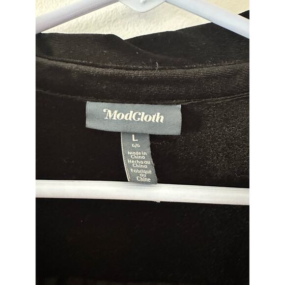 Modcloth Top Women's Large Black Velvet Button Down Goth Victorian Academia - Picture 3 of 7